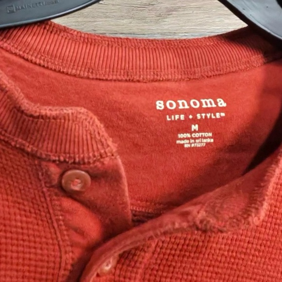 Sonoma Men's Rust Long Sleeve Henley - Picture 2 of 8